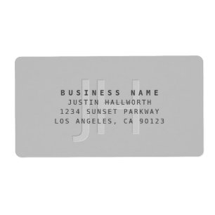 Modern Faux Embossed Monogrammed Business Address Etiket