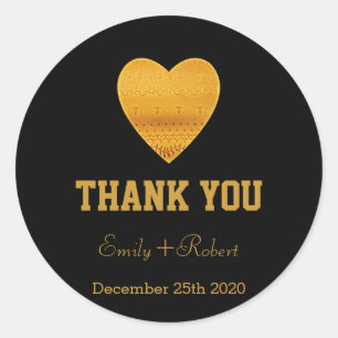 Modern Faux Folie Gold Heart Weddenschap Hartelijk Ronde Sticker