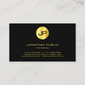 Modern Faux Gold Black Monogram Elegant Sjabloon Visitekaartje (Achterkant)
