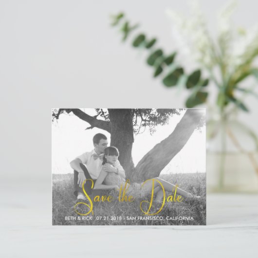 Modern Faux Gold blad Save the Date Aankondigingskaart (Staand voorkant)