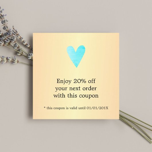 Modern Faux Gold Blue Heart Coupon