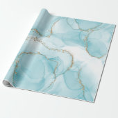 Modern Faux Gold & Blue Waterverf Marble Pattern Cadeaupapier (Uitgerold)