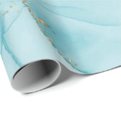 Modern Faux Gold & Blue Waterverf Marble Pattern Cadeaupapier (Rol Hoek)