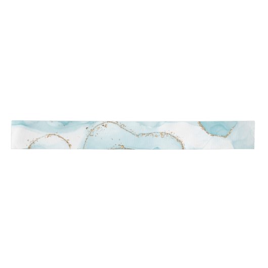 Modern Faux Gold & Blue Waterverf Marble Pattern Lint (Voorkant)
