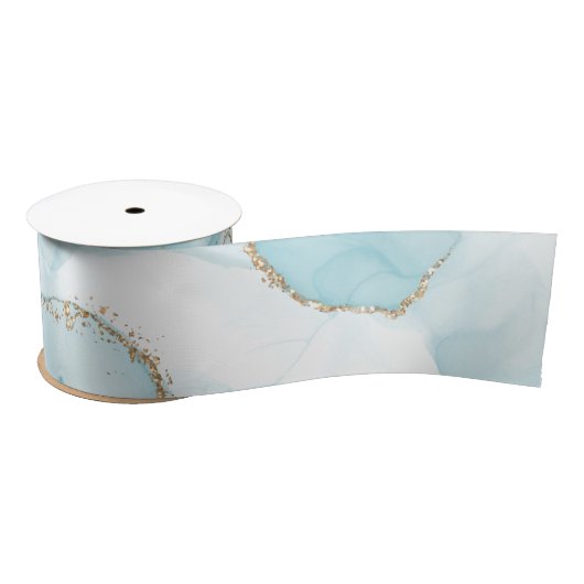 Modern Faux Gold & Blue Waterverf Marble Pattern Lint (Spoel)