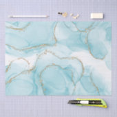 Modern Faux Gold & Blue Waterverf Marble Pattern Tissuepapier (Craft)