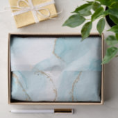 Modern Faux Gold & Blue Waterverf Marble Pattern Tissuepapier (Geschenk)