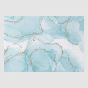 Modern Faux Gold & Blue Waterverf Marble Pattern Tissuepapier