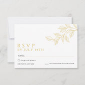 Modern Faux Gold Botanical Wedding RSVP Cards (Devant)