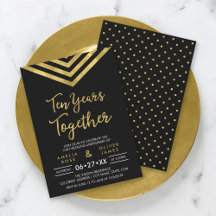 Modern Faux Gold Chevron 10de Jubileum Partij