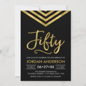 Modern Faux Gold Chevron 50th Birthday Party Kaart (Voorkant)