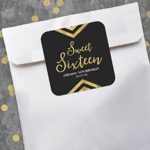 Modern Faux Gold Chevron Geometric Sweet 16 Vierkante Sticker