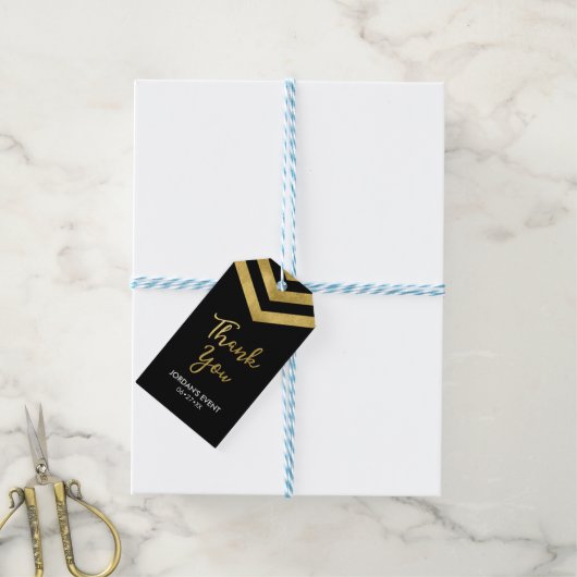 Modern Faux Gold Chevron Hartelijk dank Cadeaulabel (Met Touw)