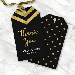 Modern Faux Gold Chevron Hartelijk dank Cadeaulabel