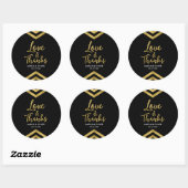 Modern Faux Gold Chevron Love and Bedankt Ronde Sticker (Vel)