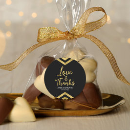 Modern Faux Gold Chevron Love and Bedankt Ronde Sticker