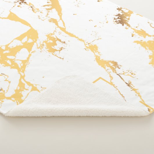 Modern Faux Gold Effect Pattern Sherpa Deken