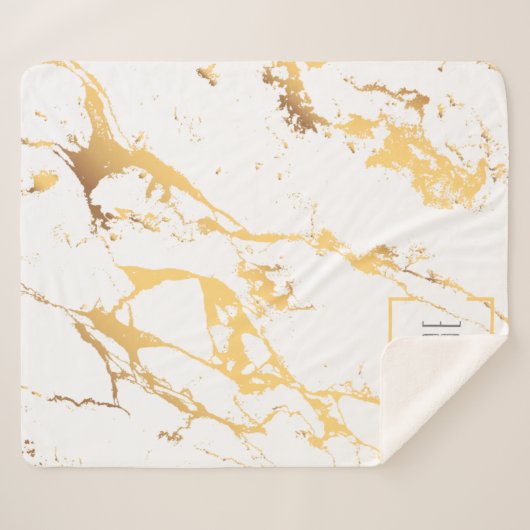 Modern Faux Gold Effect Pattern Sherpa Deken (Voorkant (horizontaal))