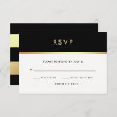 Modern Faux Gold en Black Bat Mitzvah RSVP (Voorkant / Achterkant)