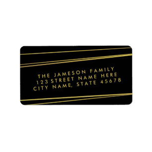 Modern Faux Gold Foil Address Label / Black