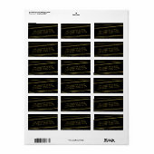 Modern Faux Gold Foil Address Label / Black (Full Sheet)