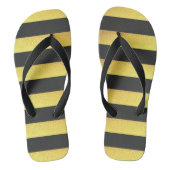 Modern Faux Gold Foil Black Stripes Teenslippers (Voetbed)