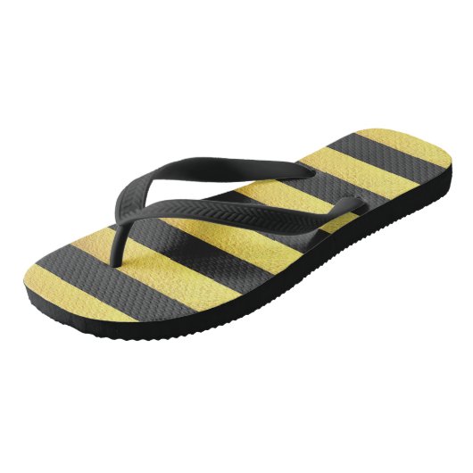 Modern Faux Gold Foil Black Stripes Teenslippers (Schuin)