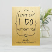 Modern Faux Gold Foil Cute Heart Bridesmaid Kaart (Staand voorkant)