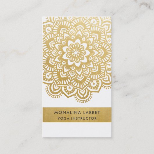 Modern Faux Gold Foil Mandala Mehendi Pattern Visitekaartje (Voorkant)