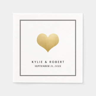 Modern Faux Gold Foil Schattige hart bruiloft Servet