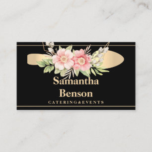 Modern Faux Gold Folie Lepel Catering Logo Zwart Visitekaartje