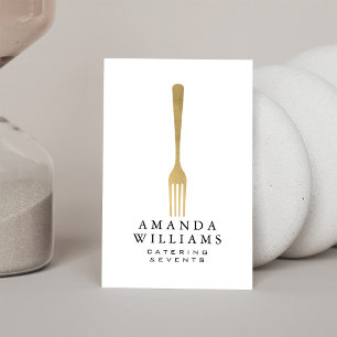 Modern Faux Gold Fork Catering Logo II Visitekaartje