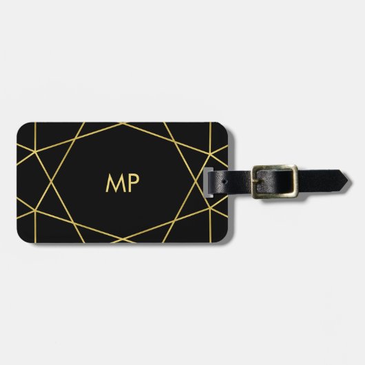 Modern Faux Gold Geometric Design met Monogram Bagagelabel (Voorkant horizontaal)