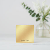 Modern Faux Gold Glitter Handschrift Elegant Plain Vierkante Visitekaartje (Staand voorkant)