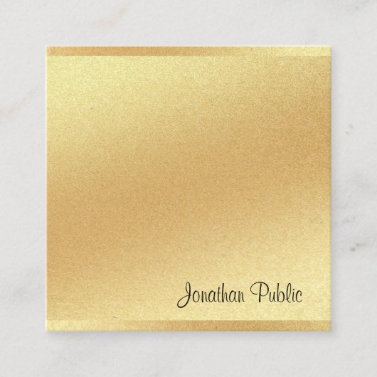 Modern Faux Gold Hand Script Elegant Professional Vierkante Visitekaartje (Voorkant)