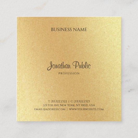 Modern Faux Gold Hand Script Elegant Professional Vierkante Visitekaartje (Achterkant)
