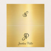 Modern Faux Gold Handgeschreven Script Monogram Visitekaartjes (Buitenkant ongevouwen)