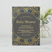 Modern Faux Gold Mandala Baby shower Kaart (Staand voorkant)