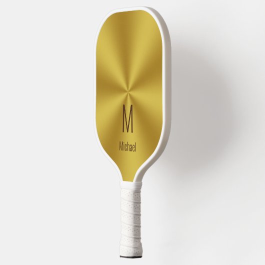 Modern Faux Gold Name & Monogram Pickleball Paddle (Links)