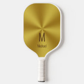 Modern Faux Gold Name & Monogram Pickleball Paddle (Achterkant)