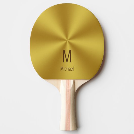 Modern Faux Gold Name & Monogram Tafeltennisbatje (Voorkant)