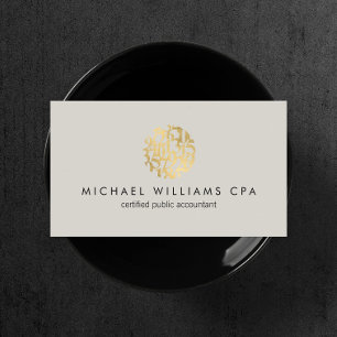 Modern Faux Gold Numbers Logo Accountant Grijs Visitekaartje