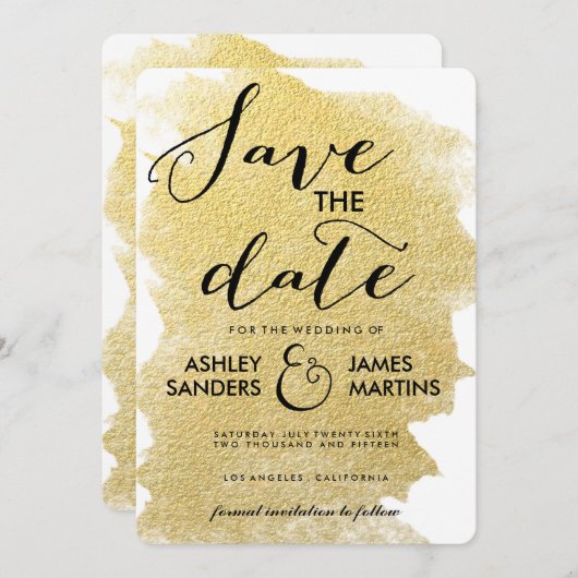 MODERN FAUX GOLD SAVE THE DATE (Voorkant / Achterkant)