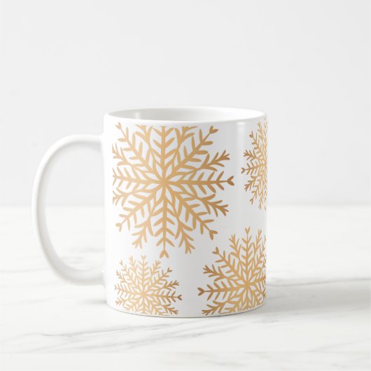 Modern Faux Gold Snowflake Pattern Coffee Mok (Links)