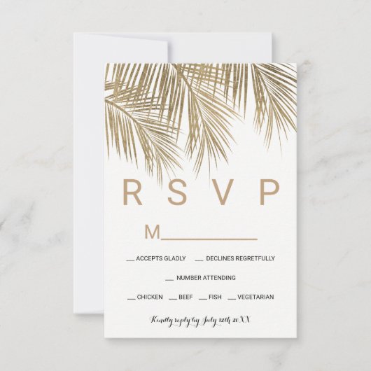 Modern faux goudpalm RSVP bruiloft (Voorkant)