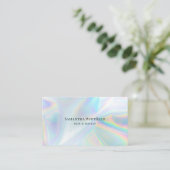 Modern Faux Holographic Beautician Makeup Visitekaartje (Staand voorkant)