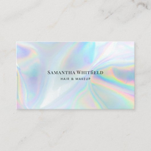 Modern Faux Holographic Beautician Makeup Visitekaartje (Voorkant)