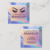 Modern Faux Holographic Elegant Signature Script Vierkante Visitekaartje (Voorkant / Achterkant)