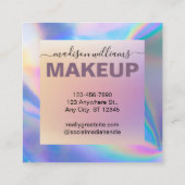 Modern Faux Holographic Elegant Signature Script Vierkante Visitekaartje (Achterkant)