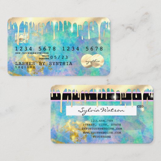 modern faux holographic opal stone visitekaartje (Voorkant / Achterkant)